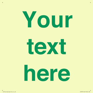 Custom blank information sign. Green text, plain background